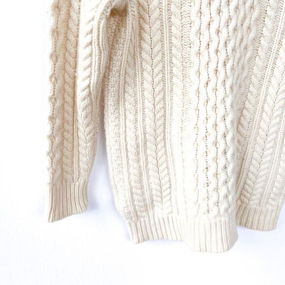 J. Crew 100% Wool Cream Pockets Fisherman Sweater XXS - Picture 3 of 9